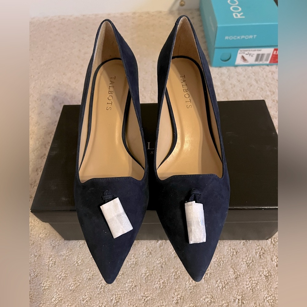 Talbots tasseled suede pumps in indigo blue - size 8.5